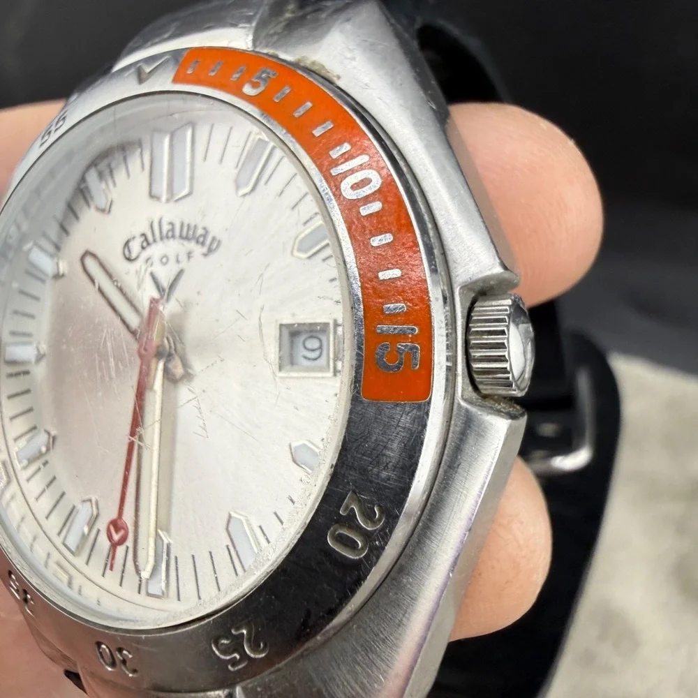 Vintage Callaway Golf Watch Silver Tone UNTESTED 8